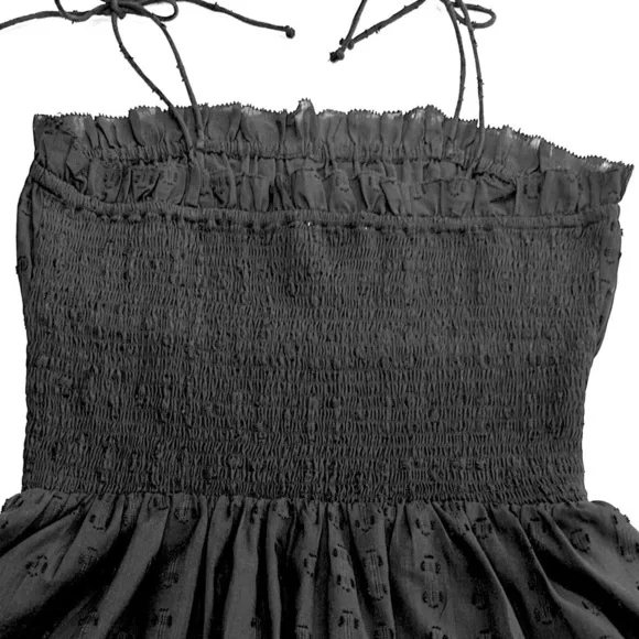Anthropologie Cleobella tie shoulder adjustable black mini sundress short large - Picture 4 of 13